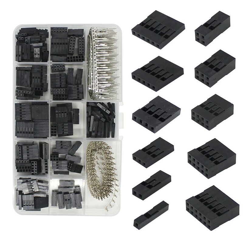 620pcs Dupont Connector 2.54mm, Dupont Cable Jumper Wire Pin Header Housing Kit, Male Crimp Pins+Female Pin Terminal Connector