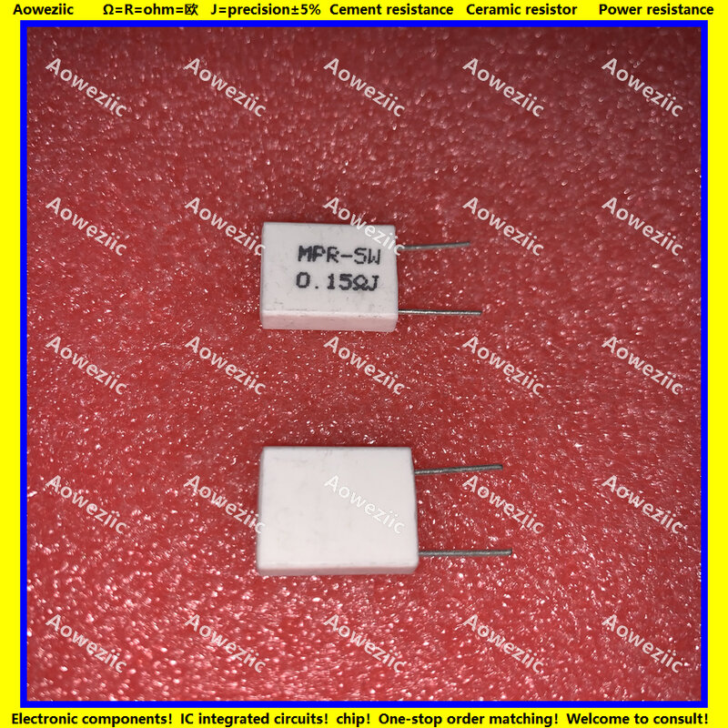 10 Buah Resistor Semen Tanpa Induksi 5W 0.15 Ohm 5WR15J R 0.15RJ 5W0R15J Resistor Keramik Presisi 5% Non-induktif