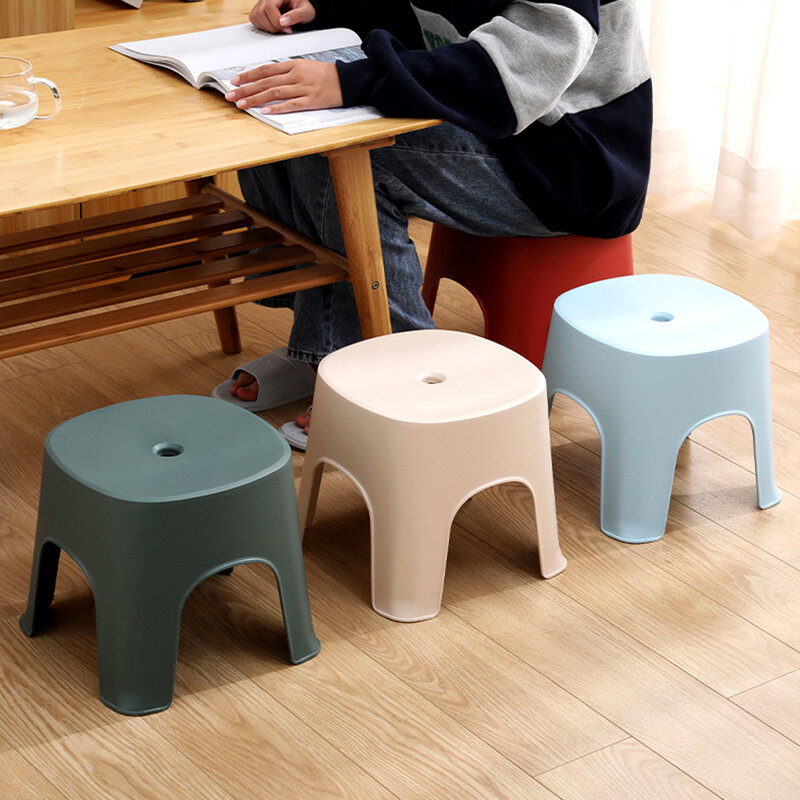Antiderrapante quadrado plástico Footstool, banco pequeno grosso para o banheiro, assento de chuveiro, tamanho S, tamanho M, adultos e crianças