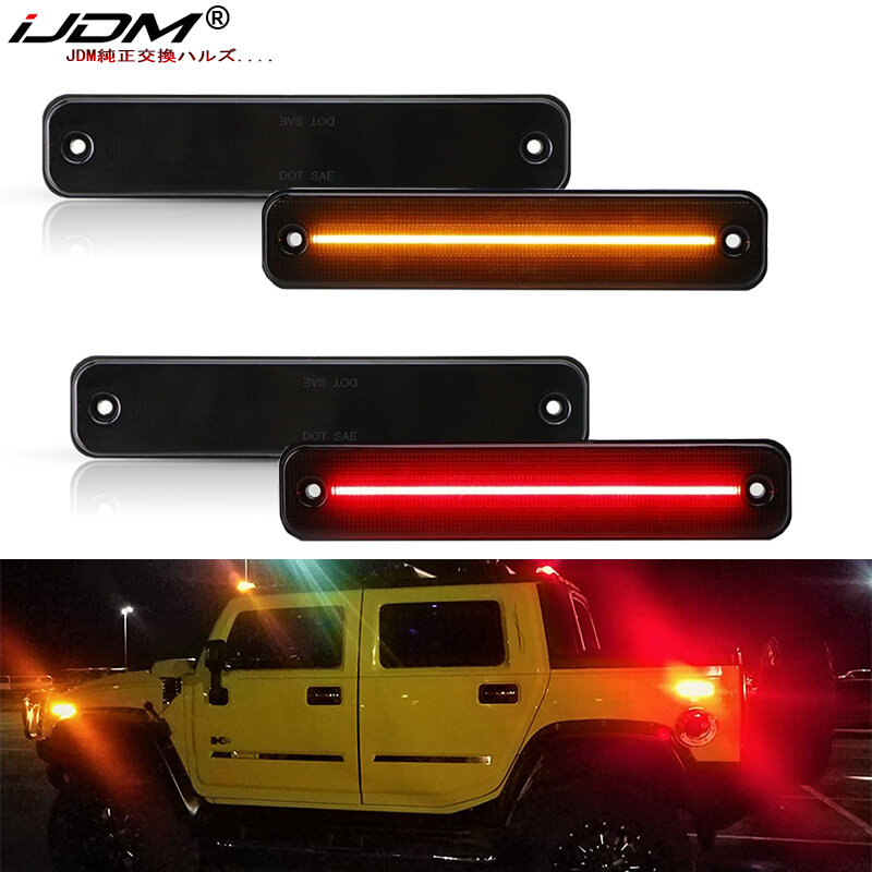 IJDM – marqueur latéral LED ambre, feux de clignotant latéral, indicateur avant et arrière rouge pour Hummer H2 2003-2009 12V
