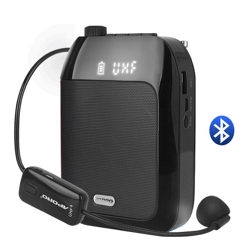 Bluetooth Wireless UHF Amplificatore di Voce Portatile Per Insegnamento Lecture Tour Guide Promozione di U-Disk Megafono Microfono Altoparlante