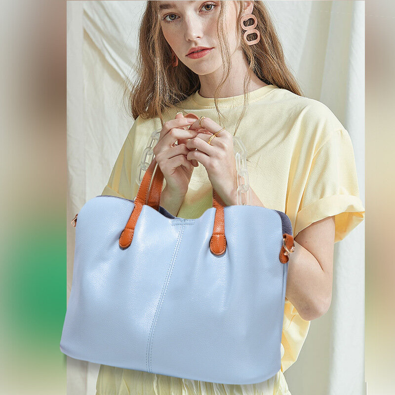 2020 new women's bag fashion brand hit color PU picture mother bag big bag shoulder messenger handbag bag