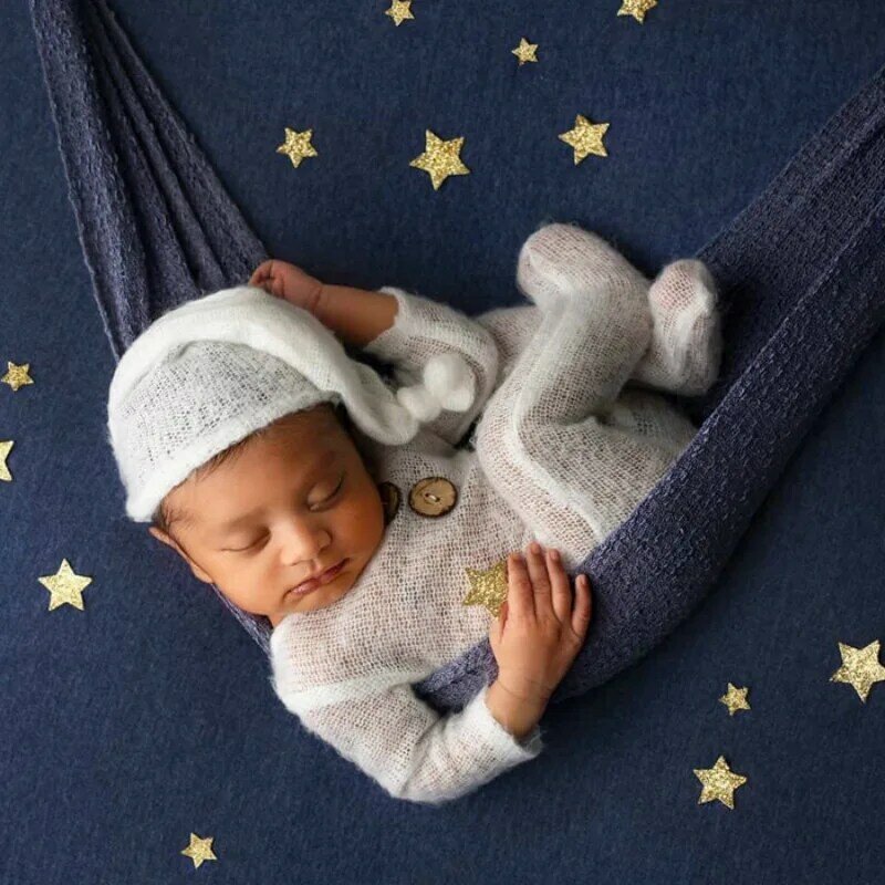 Barboteuse en laine tricotée pour bébés garçons et filles de 0 à 1 mois, 2 pièces/ensemble, accessoires de photographie pour nouveau-nés