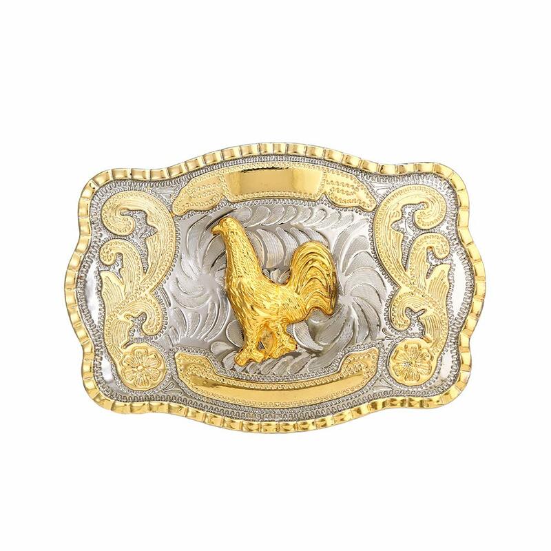 Bigergold silver rectangle rooster  buckle for man western cowboy buckle without belt custom alloy width 4cm