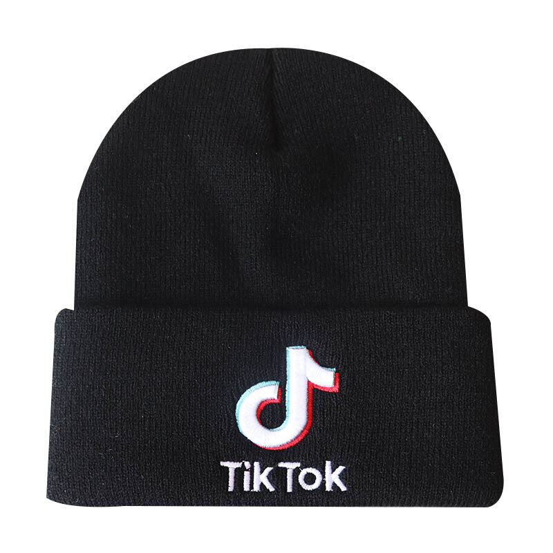 Unisex czapki jesienno-zimowa jednokolorowa ciepła czapka dla dorosłych czapka dla dzieci TIK-TOK Hip-Hop dziergana czapka wełniana czapka zimowa haftowana dzianina