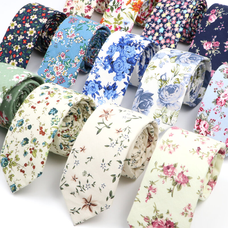 Corbata elegante Floral para hombres y mujeres, 100% algodón, hermosa flor, Cachemira, corbata estrecha, corbata delgada, Corbatas de boda Casual