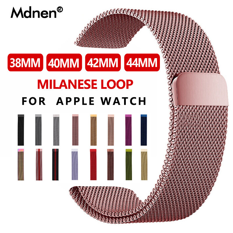 Milanese loop pasek dla pasek do apple Watch pasek 42mm 38mm Iwatch 4 3 2 1 Mdnen ogniwo ze stali nierdzewnej bransoletka zegarek klamra magnetyczna