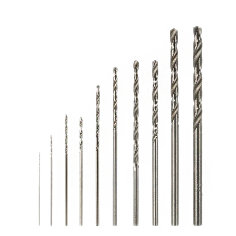 Set di punte elicoidali in acciaio bianco ad alta velocità HSS da 10 pezzi per utensile rotante Dremel per rettifica e punzonatura fai-da-te (legno, metallo, stampo)
