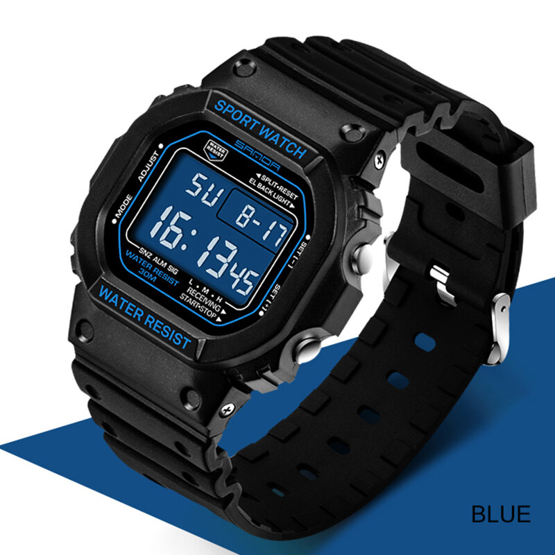 SANDA-디지털 남성 방수 시계, 30M, LED 남성 스포츠 G 스타일 시계, 남성 최고 브랜드 밀리터리 시계