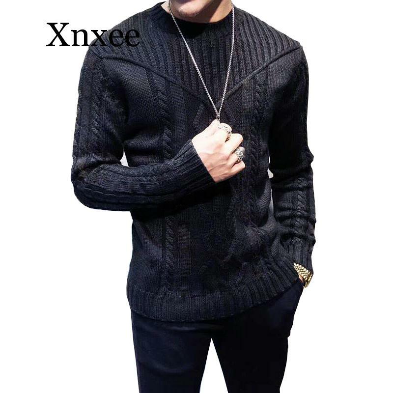 Sweter Pria Musim Gugur Musim Dingin Tebal Sweater Rajutan Pullover Kasual Sweater Mode Pakaian Pria untuk Pria Sweater Lengan Panjang