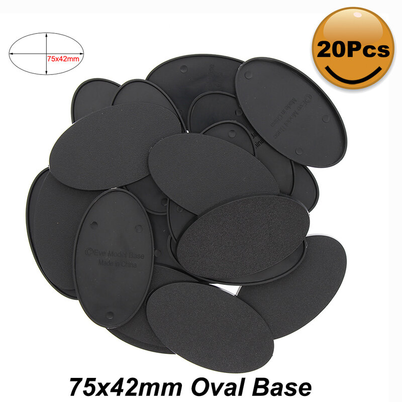 Evemodel 20pcs Oval Bases 60X35 75X42 90X52 Model Oval Bases for Wargame Table Games