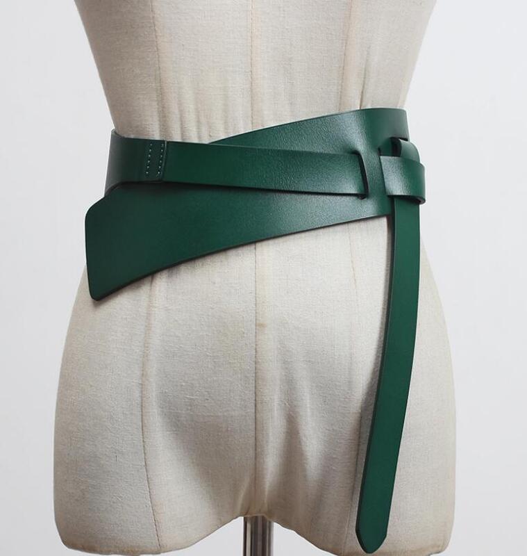Pista feminina moda couro genuíno cummerbunds feminino vestido espartilhos cintura cintos decoração cinto largo r3097