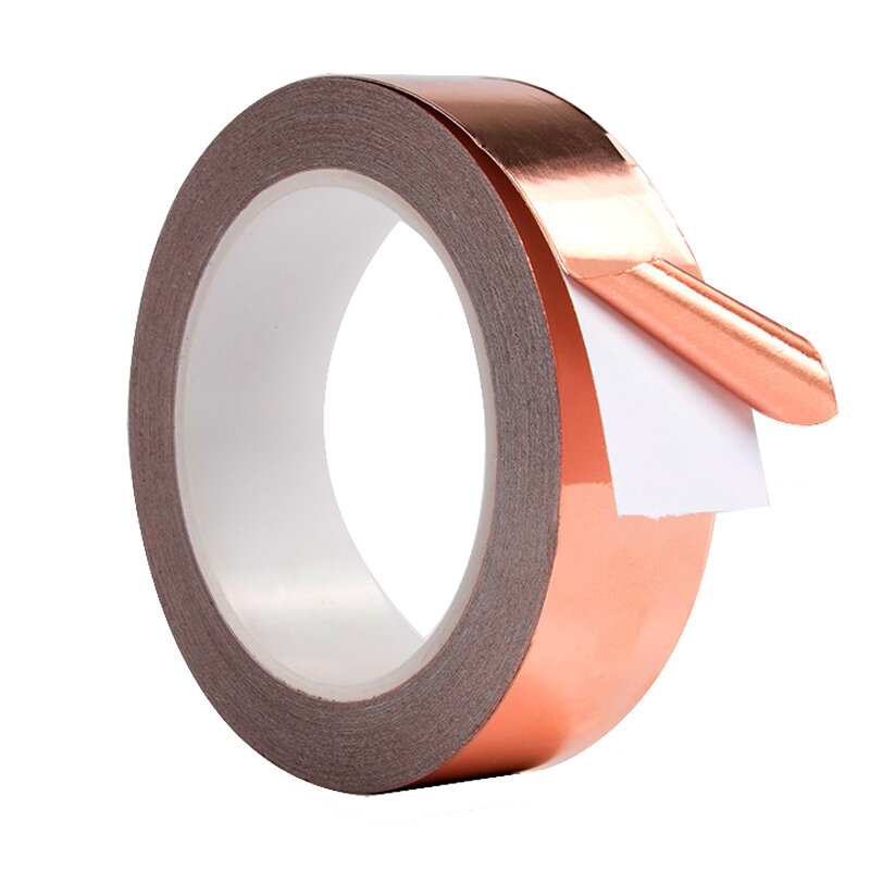 Cinta de cobre adhesiva de caracol, lámina conductora EMI de blindaje, 20M, 25M, para circuito de papel de vidrio manchado, reparación eléctrica