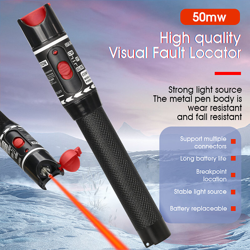 Laser 50mw/30mw/10mw/5mw visuelle Fehler ortung Glasfaser kabel tester 5-50km Reichweite vfl aua30