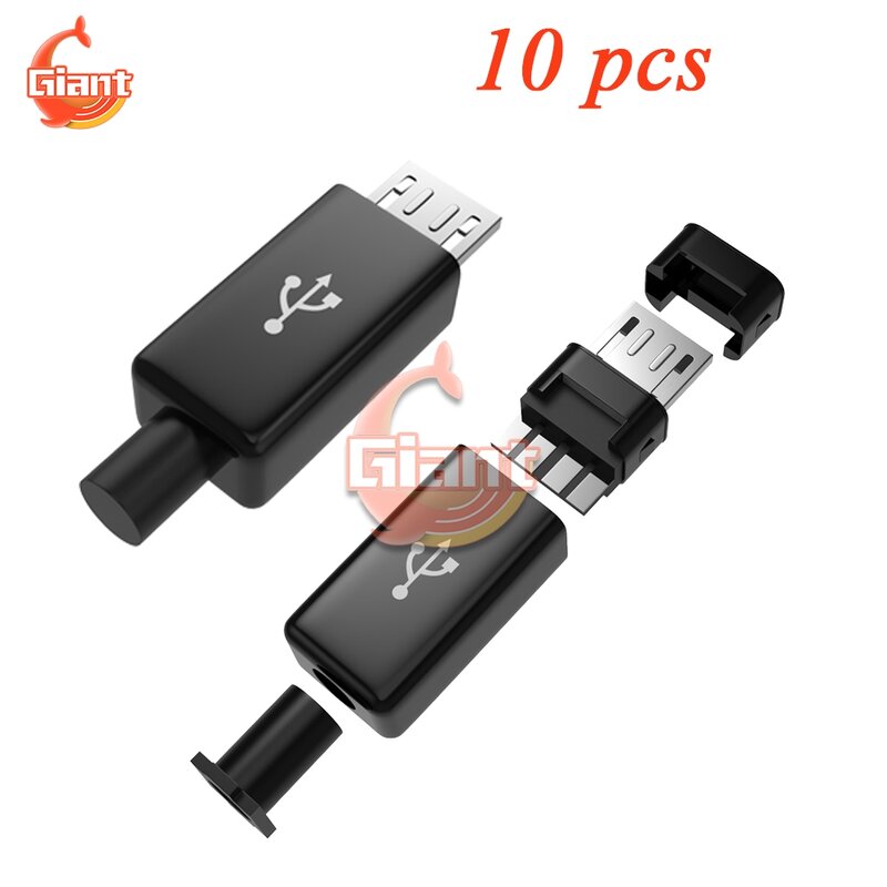 Connecteur Micro USB mâle à 4 broches, câble de date, ligne OTG, coque en plastique, prise jack, prise T, convertisseur politique, 10 pièces