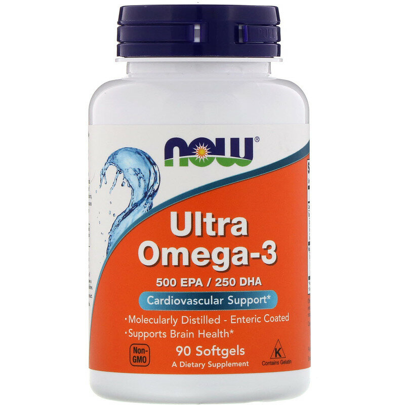 Soporte Cardiovascular Ultra Omega-3 500 EPA/250 DHA, destilación Molecular, salud del cerebro, 90 Softgels, Envío Gratis