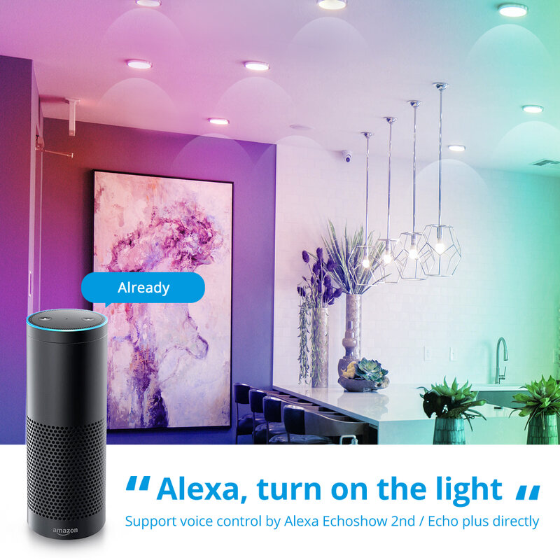 Benexmart زيجبي 3.0 الذكية مصباح السقف LED النازل تويا smartthing App RGBCW عكس الضوء الأضواء اليكسا ياندكس أليس صوت