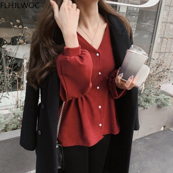 2021 Hot sprzedaży japońskie w stylu Preppy styl kokardka dziewczęca krawat eleganckie koszule słodkie słodkie stałe projekt koreański pojedyncze jednorzędowe guziki damskie koszule