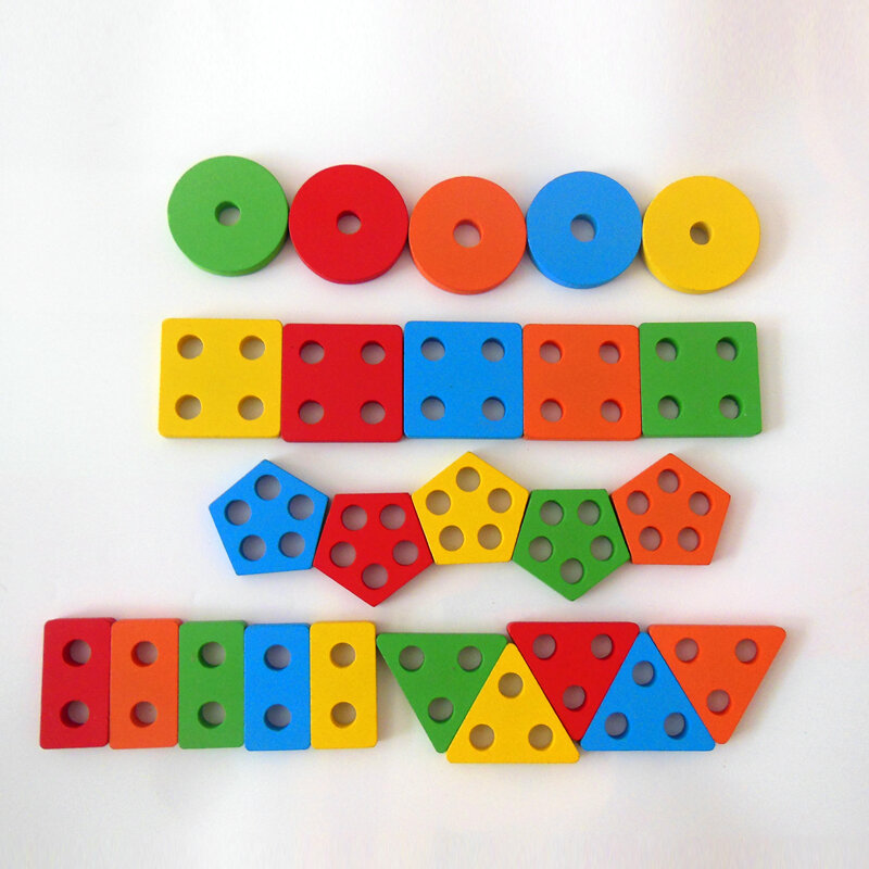 Geometric Shapes Matching Jigsaw Puzzle Montessori Kids Wooden Toy Children Early Training Education Block Kindergarten Supplies