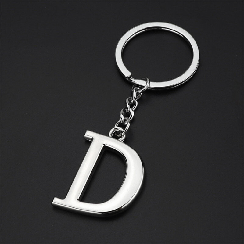 โลหะ DIY A-Z ตัวอักษรพวงกุญแจเงินสี Car Key Charm ผู้หญิงของขวัญ26ตัวอักษร Key Chain ของขวัญแหวน