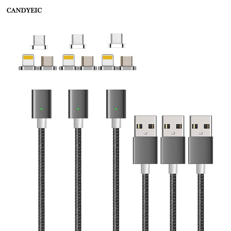CANDYEIC Micro USB Magnetic Charger For iPhone Samsung Huawei Honor LG MOTO Xiaomi Redmi OPPO VIVO Realme USB C Magnetic Cable