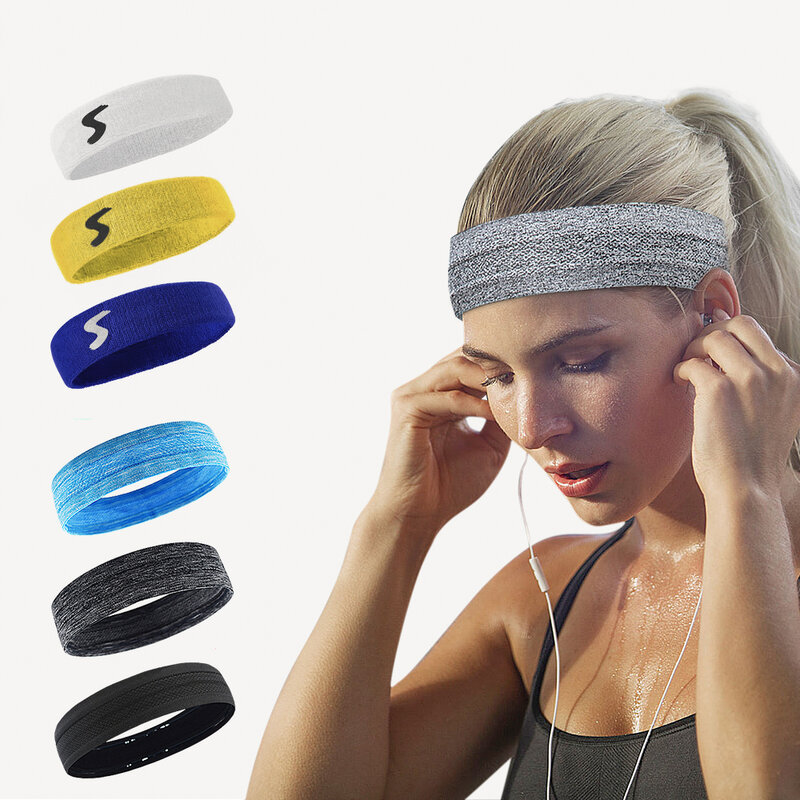 1PC Elastic Absorbent Sweat Bands Yoga Running Fitness Headband Sports Hair Bands Basketball Gym Stretch Hair Wrap Brace