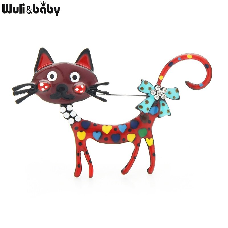 Wuli & baby piękny kot broszki 2-kolor emalia dla zwierząt domowych, na co dzień, na co dzień, broszka szpilki dla kobiet mężczyzn prezenty