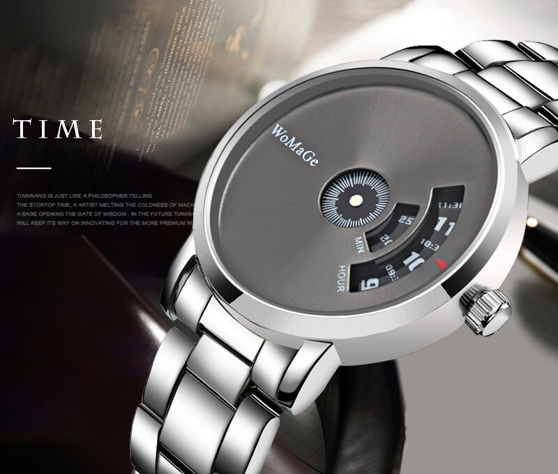 Womage นาฬิกาข้อมือสำหรับผู้ชาย, ผู้ชายแฟชั่นนาฬิกาสำหรับผู้ชายควอตซ์สร้างสรรค์นาฬิกาข้อมือเล่นกีฬาเอกลักษณ์