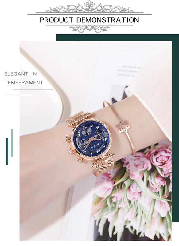 Sanda relógio pulseira feminina fashion luxuosa, à prova d'água em aço inoxidável ultrafina casual de quartzo