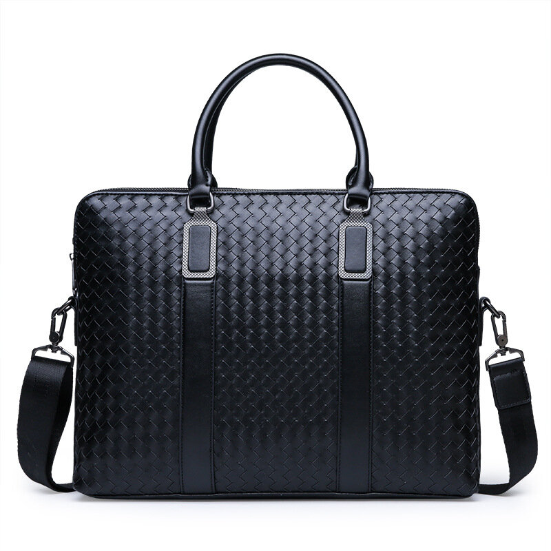Мужской портфель, деловая модная сумка для путешествий, плетеная Мужская сумка, Повседневная сумка через плечо, сумка-мессенджер для ноутбука для мужчин