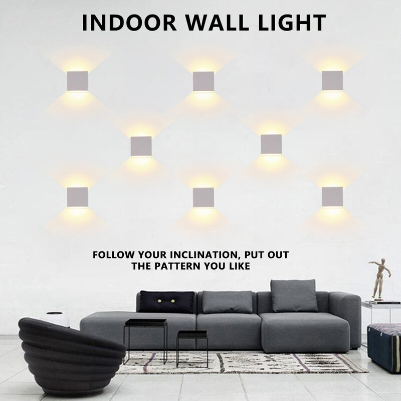 Luz LED de pared impermeable para exteriores, 6W, 12W, IP65, ángulo ajustable, para porche, jardín, AV85-265V, lámpara de iluminación interior de aluminio