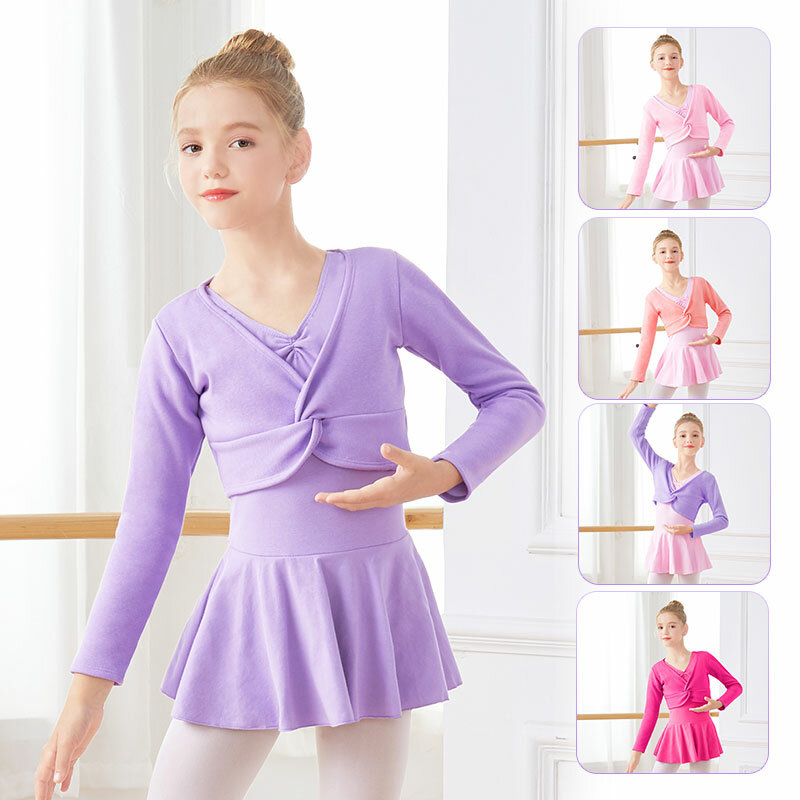 Балетный свитер Топ, балетная кофта, трикотажный топ для девочек, теплая куртка для балетной гимнастики, топ для танцев, пальто, топ с запахом для детей
