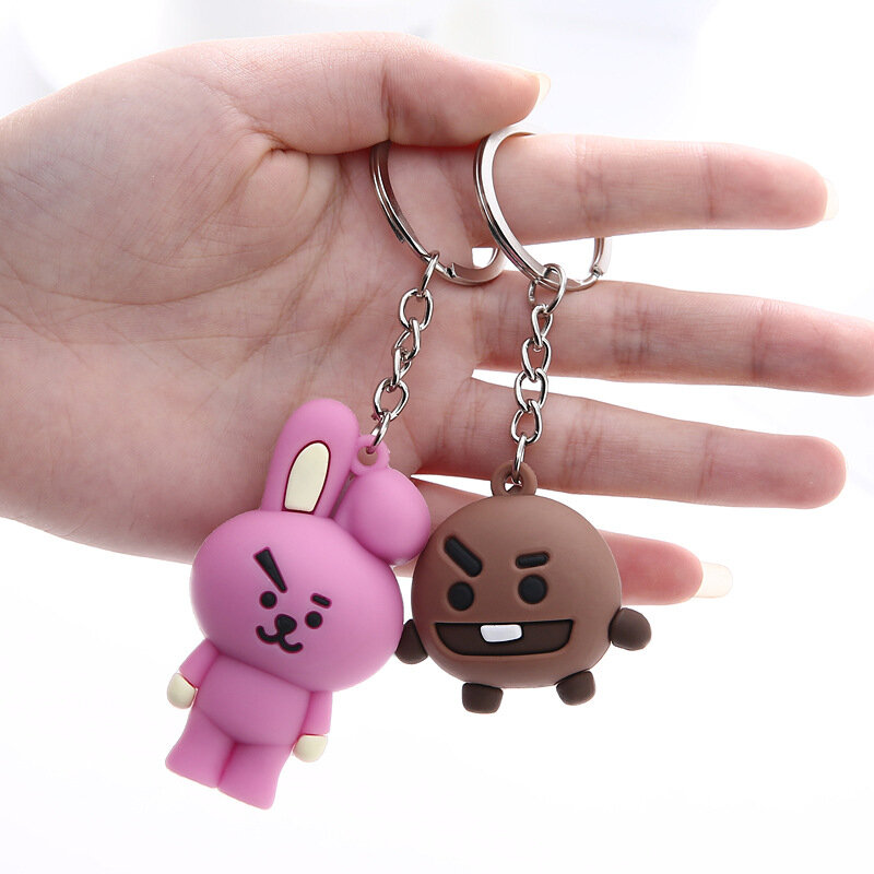 Kpop keychain bangtan boys keychain schlüssel kette ring anhänger schmuck zubehör koreanische cartoon tiere kaninchen schlüsselbund fans geschenk