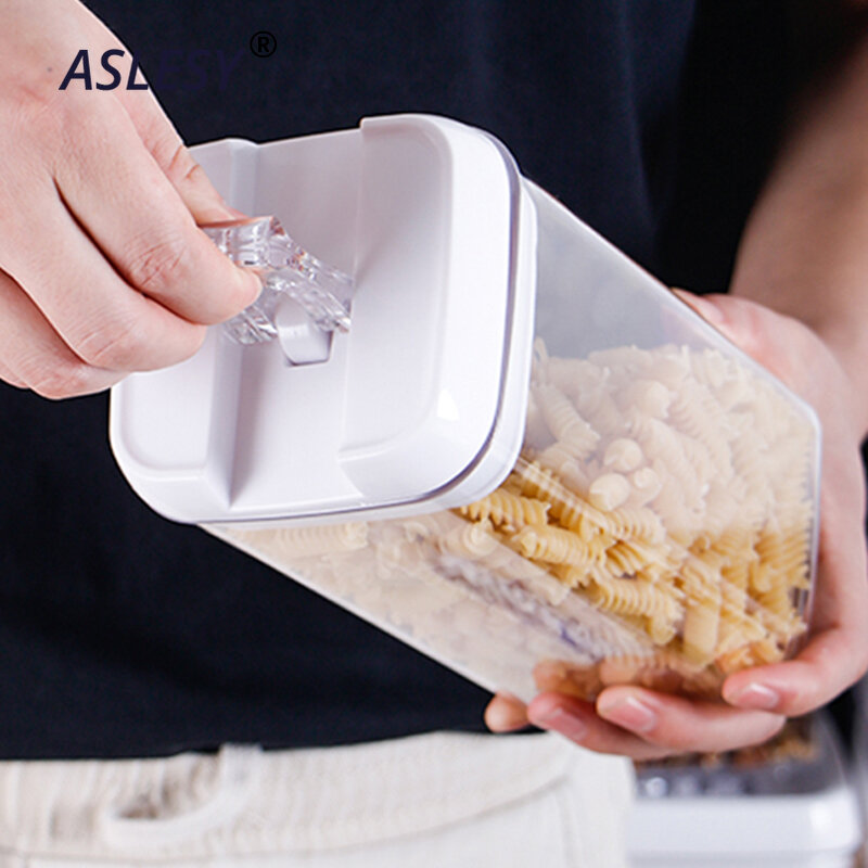 Air-Tight Food Storage Container for Cereals Easy Lock Sealed Jar Plastic Transparent Milk Powder Grains Candy Kitchen Organizer