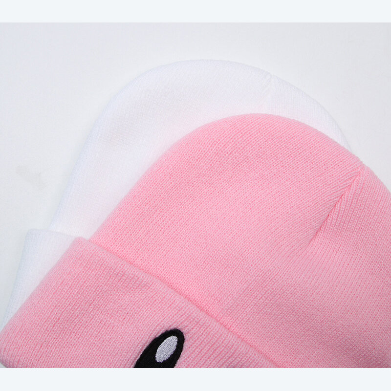 니트 Beanies 모자 만화 귀여운 웃는 얼굴 자수 모자 가을 겨울 남성 모자 따뜻한 멜론 모자 거리 모자 모자 여성 모자