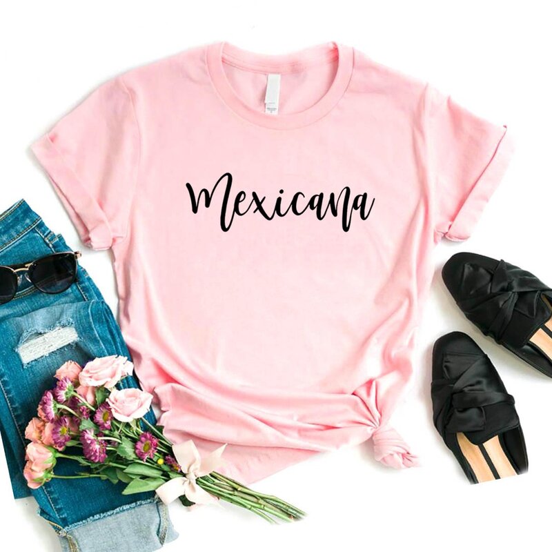 Mexicana latina impressão camisetas femininas algodão casual engraçado t camisa para senhora topo t hipster 6 cor NA-681