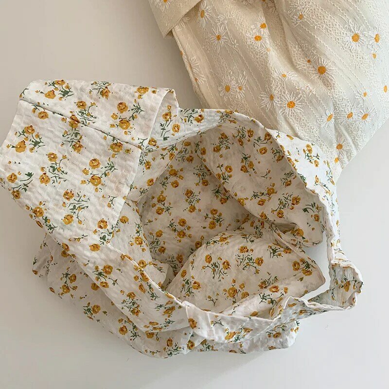 Fiambrera Floral encantadora, bolso de compras para mujer, bolso de mano de algodón Beige, bolso de pañales para mujer