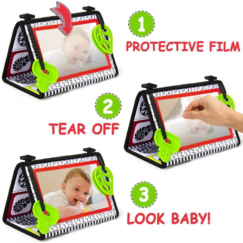 Teytoy brzuszne lustro podłogowe, podwójny wysoki kontrast aktywność rozwojowe czarno-białe zabawki dla niemowląt dla niemowląt chłopców i dziewcząt