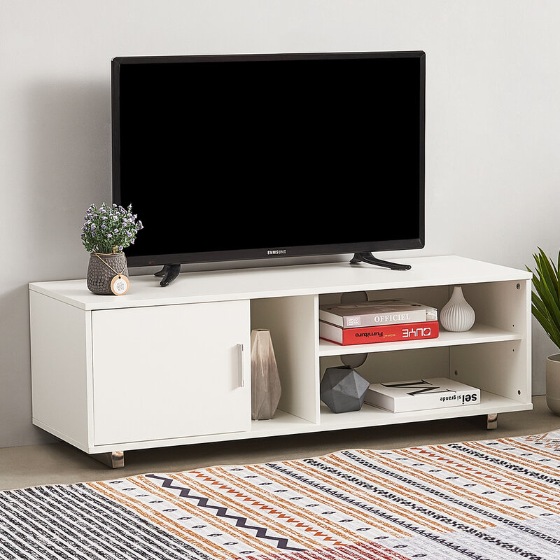 Panama Living Room 120cm TV Stand Unit Storage Console TV Cabinet with two Shelves for Living Room Bedroom White/ Black