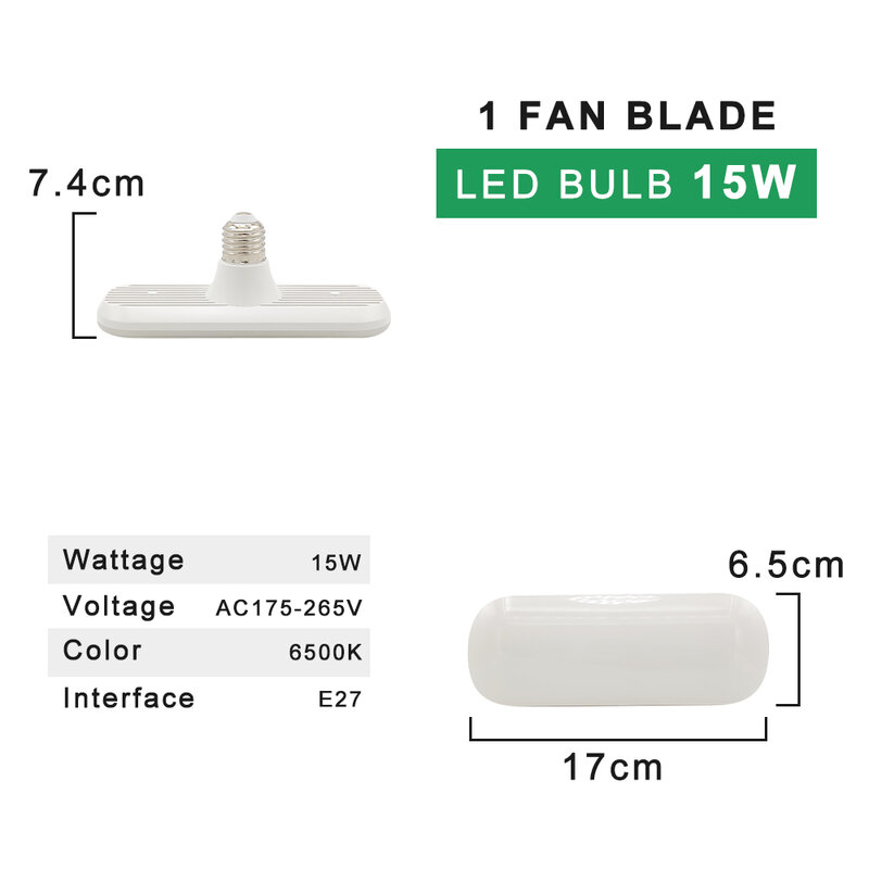 AC220V 15W 24W 30W 36W 45W 48W 60W E27 LED Fan Blade Bulb No Flicker Ceiling Lamp 90 Degree Adjustable LED Lights for Livingroom