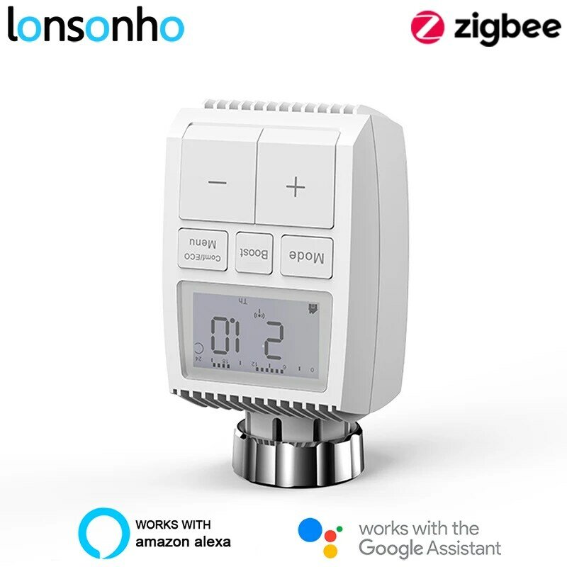 Lonsonho-válvula termostato para radiador inteligente, controlador termostático Compatible con ZHA Zigbee2MQTT, Tuya Zigbee