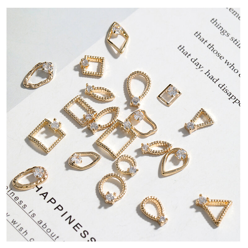 HNUIX-2 piezas de Metal 3D para decoración de uñas, joyería japonesa, adornos de cristal de alta calidad para manicura, dijes de diamantes de circonita