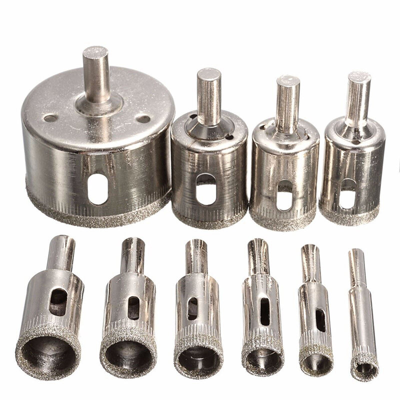10pcs Diamond Coated Core Drill Bit Set Tile Marble Glass Ceramic Porcelain Hole Saw Drilling For Power Tools Tiling 6mm-30mm