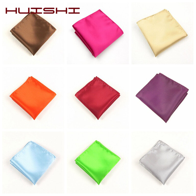 HUISHI Formal Plain Polyester Pocket Towel Business Suit Dress Square Scarf Solid Color Men's Pocket Square Handkerchief Blue