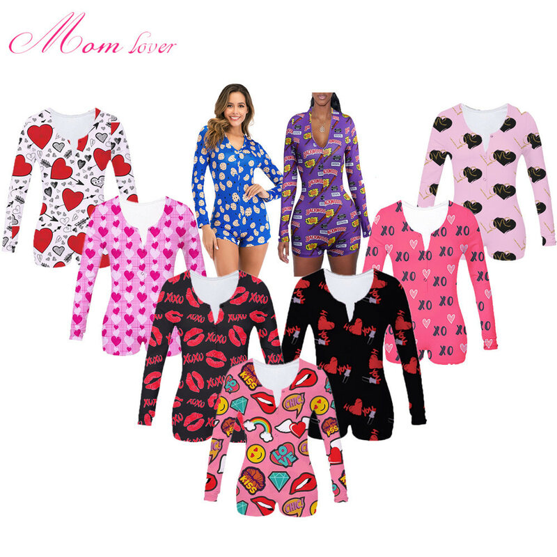 Sexy Women onesies pijamas Plus szie Sleepwear Pyjamas Nightwear Jumpsuit Pajamas Valentine's Day Onesies For Adults