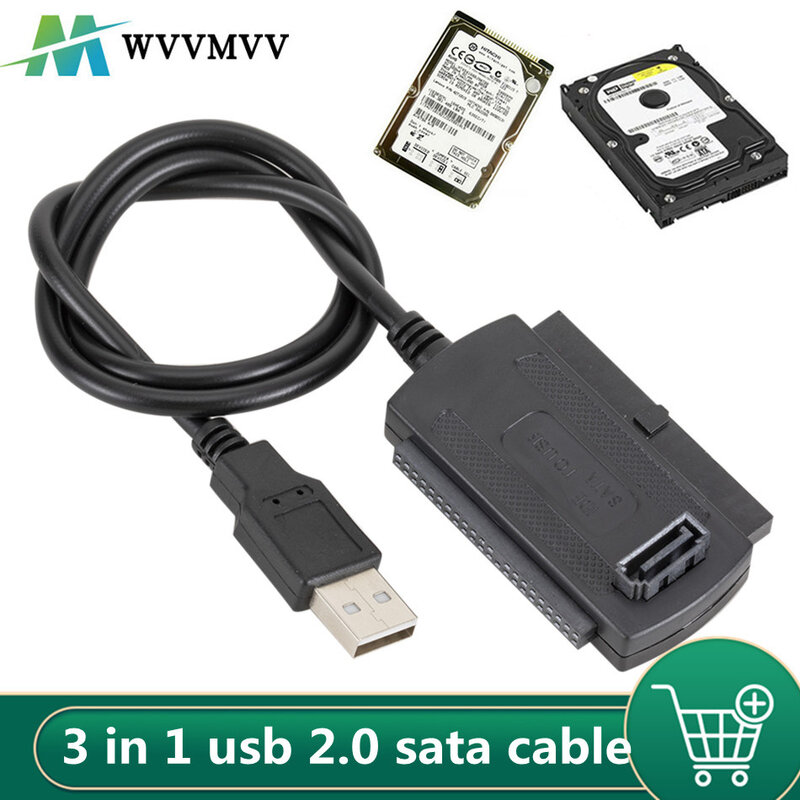 3in1 USB 2.0 IDE SATA 5.25 S-ATA 2.5 3.5 인치 하드 드라이브 디스크 HDD 어댑터 케이블, PC 노트북 변환기 용