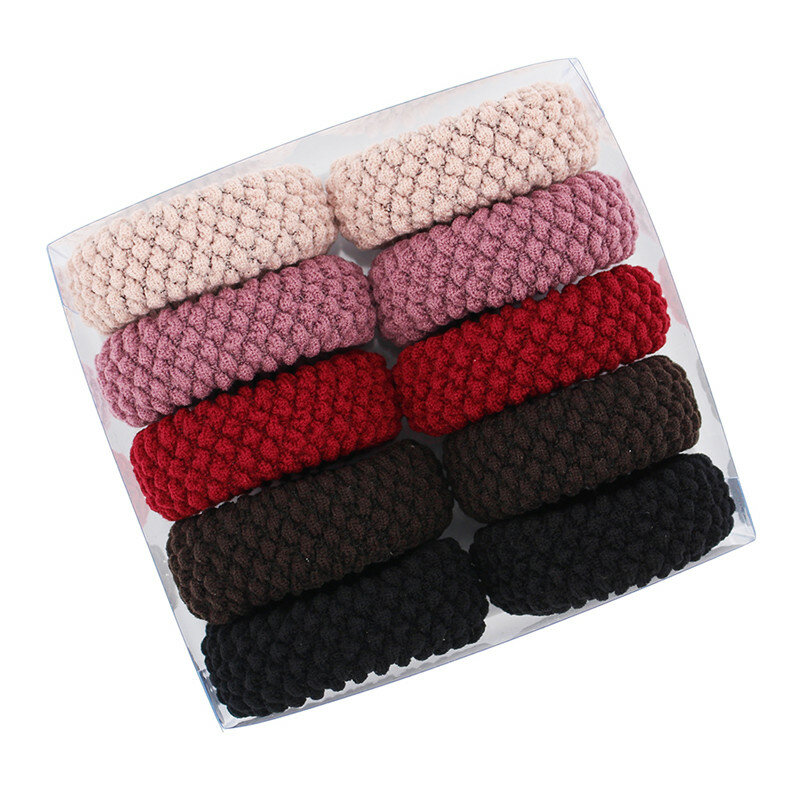 1Set Fashion Women Solid Colors Thick Elastic Rubber Bands Simple Style Pretty Colors Plain Stretch Hair Ties Hair Bands