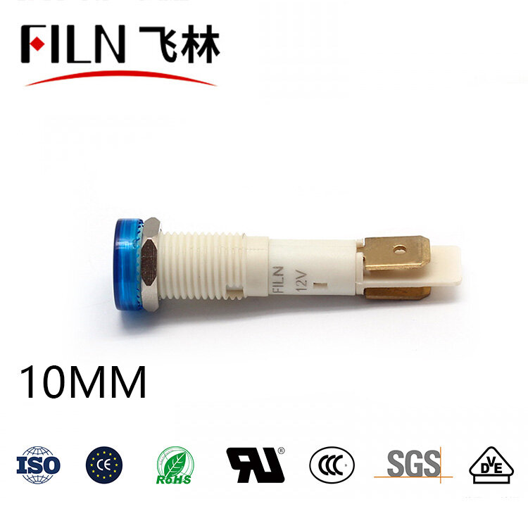 FILN thread-luz indicadora led de plástico de 10mm, luz de señal de lámpara piloto roja, amarilla, azul, verde y blanca, gran oferta