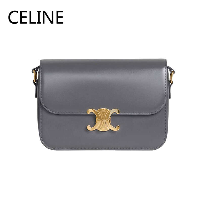 CELINE Luxury Teen Triomphe Calfskin Bag Adjustable Leather Strap Hasp Closure Cross Body Held Bags For Women 188423BF4.38NO