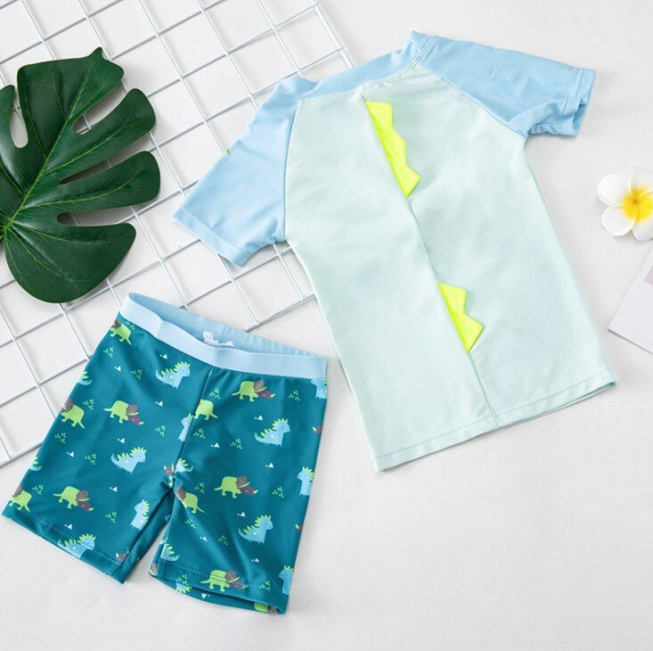 Little Boy Sunshade Swimsuit/Children Two Pieces Swimwear with Cap/Hot Spring Suit 3336